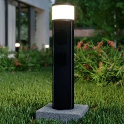 Lucande Corban sokkellamp, grijs, wandcontactdozen, G9, IP44