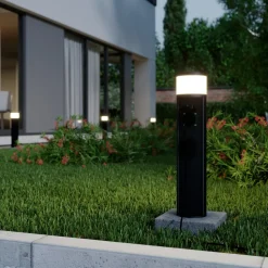 Lucande Corban sokkellamp, grijs, wandcontactdozen, G9, IP44