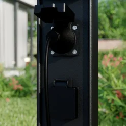 Lucande Corban sokkellamp, grijs, wandcontactdozen, G9, IP44