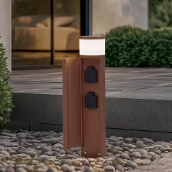 Lucande Corban sokkellamp, roest, deur, stopcontacten, G9, IP44