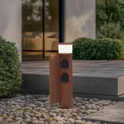 Lucande Corban sokkellamp, roest, deur, stopcontacten, G9, IP44