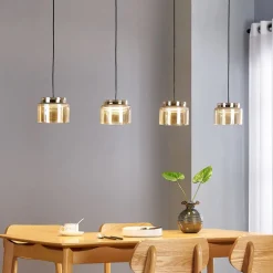 Lucande Diano hanglamp, amber, 4-lamps