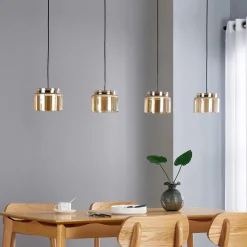 Lucande Diano hanglamp, amber, 4-lamps