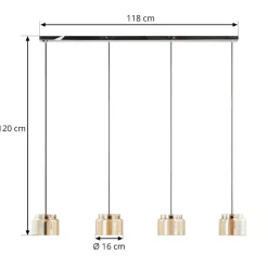 Lucande Diano hanglamp, amber, 4-lamps