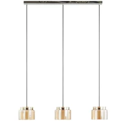 Lucande Diano hanglamp, amber, 3-lamps