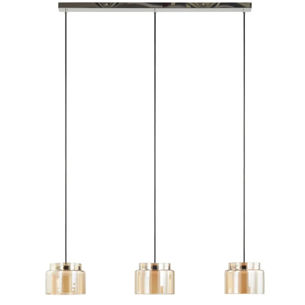 Lucande Diano hanglamp, amber, 3-lamps