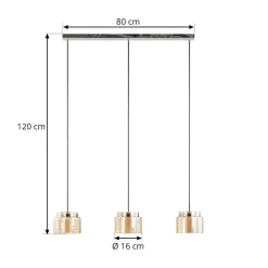 Lucande Diano hanglamp, amber, 3-lamps