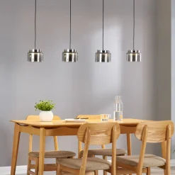 Lucande Diano hanglamp, rookgrijs, 4-lamps uitvoering