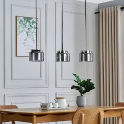 Lucande Diano hanglamp, rookgrijs, 3-lamps