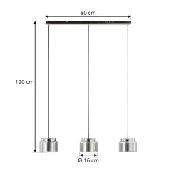 Lucande Diano hanglamp, rookgrijs, 3-lamps
