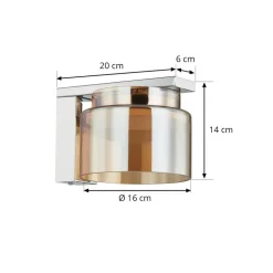 Lucande Diano wandlamp, amber, ijzer, glas