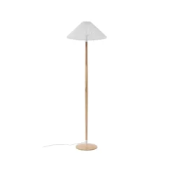 Lucande Ellorin vloerlamp, wit, hout, Ø 47,5 cm, E27