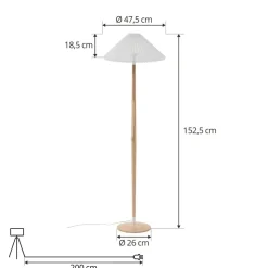 Lucande Ellorin vloerlamp, wit, hout, Ø 47,5 cm, E27