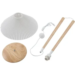 Lucande Ellorin vloerlamp, wit, hout, Ø 47,5 cm, E27