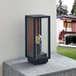 Lucande Elwin sokkellamp, hoekig, aluminium, 35 cm