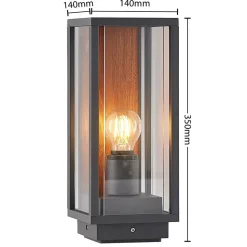 Lucande Elwin sokkellamp, hoekig, aluminium, 35 cm