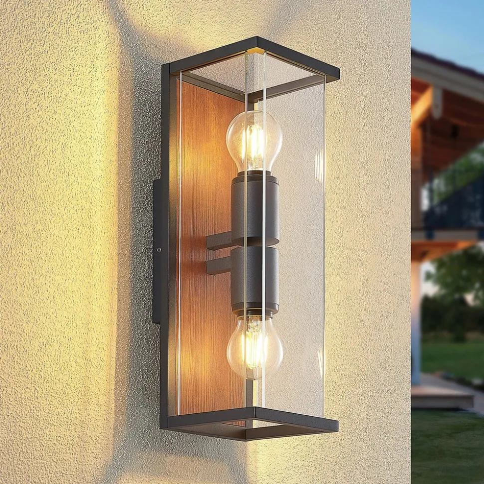 Lucande Elwin wandlamp, hoekig, 2-lamps