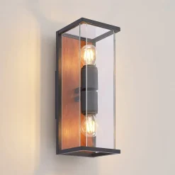 Lucande Elwin wandlamp, hoekig, 2-lamps