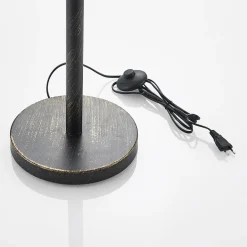 Lucande Evory vloerlamp, 160 cm, 3-lamps, zwart/goud, G9