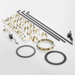 Lucande Glimmo LED vloerlamp, zwart, messing