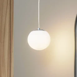 Lucande hanglamp Bidolo, chroomkleurig, glas, Ø 15 cm, IP44