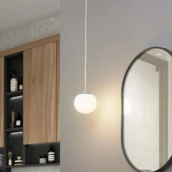 Lucande hanglamp Bidolo, chroomkleurig, glas, Ø 15 cm, IP44