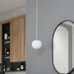 Lucande hanglamp Bidolo, chroomkleurig, glas, Ø 15 cm, IP44