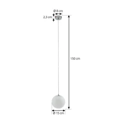 Lucande hanglamp Bidolo, chroomkleurig, glas, Ø 15 cm, IP44