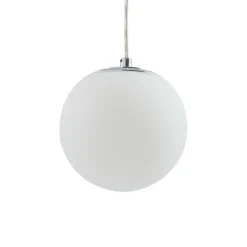 Lucande hanglamp Bidolo, chroomkleurig, glas, Ø 15 cm, IP44