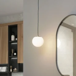 Lucande hanglamp Bidolo, messingkleurig, glas, 15 cm, IP44