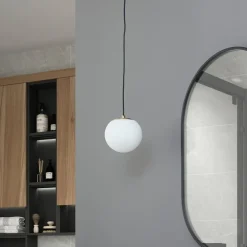 Lucande hanglamp Bidolo, messingkleurig, glas, 15 cm, IP44