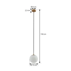 Lucande hanglamp Bidolo, messingkleurig, glas, 15 cm, IP44