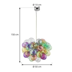 Lucande hanglamp Diborah, Ø 50 cm, bont, glas, G9