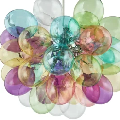 Lucande hanglamp Diborah, Ø 50 cm, bont, glas, G9