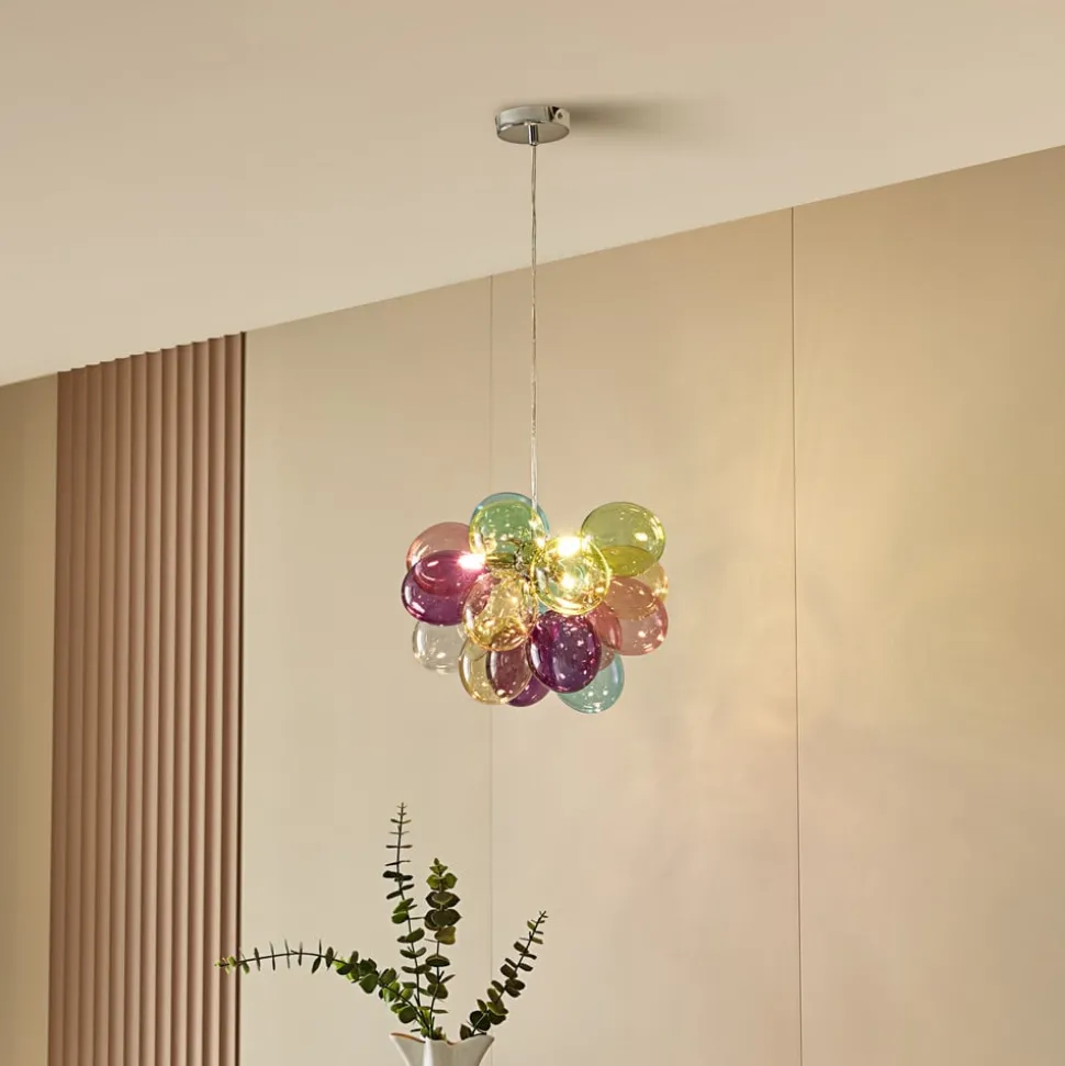 Lucande hanglamp Diborah, Ø 40 cm, kleurrijk, glas, G9
