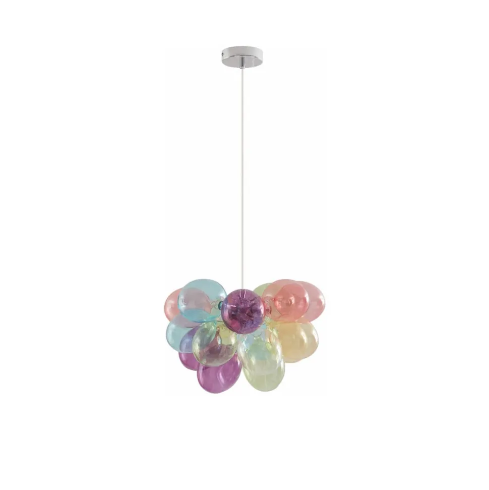 Lucande hanglamp Diborah, Ø 40 cm, kleurrijk, glas, G9