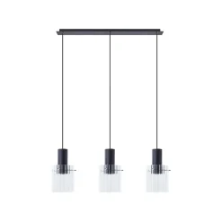 Lucande hanglamp Eirian, 90 cm, 3-lamps, zwart, glas