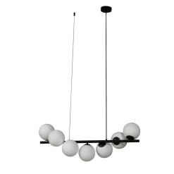 Lucande hanglamp Isandro, zwart / opaal, 7-lamps
