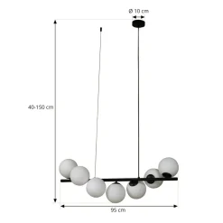 Lucande hanglamp Isandro, zwart / opaal, 7-lamps