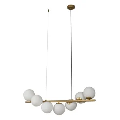 Lucande hanglamp Isandro, 95 cm, goud, wit, 7-lamps, G9