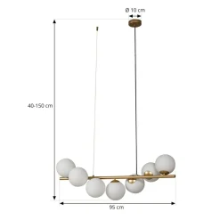 Lucande hanglamp Isandro, 95 cm, goud, wit, 7-lamps, G9