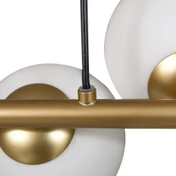 Lucande hanglamp Isandro, 95 cm, goud, wit, 7-lamps, G9