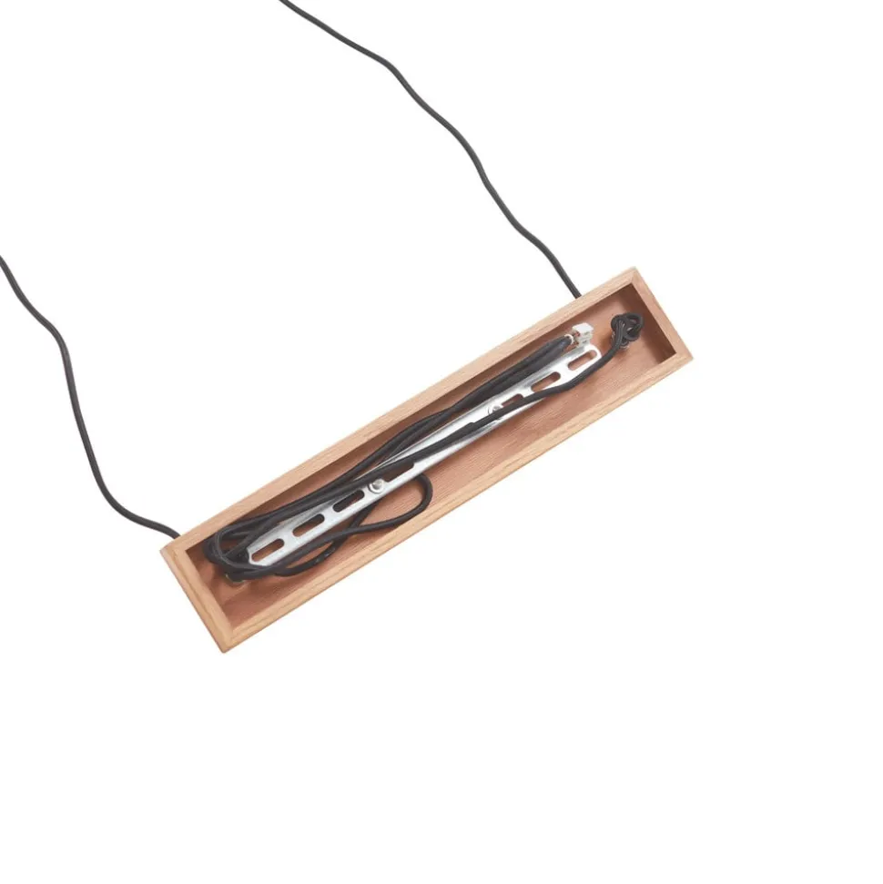 Lucande hanglamp Jinda, blauw, hout, stof, 120 cm, E27