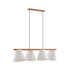 Lucande hanglamp Jinda, wit, hout, stof, 120 cm, E27