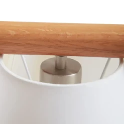 Lucande hanglamp Jinda, wit, hout, stof, 120 cm, E27