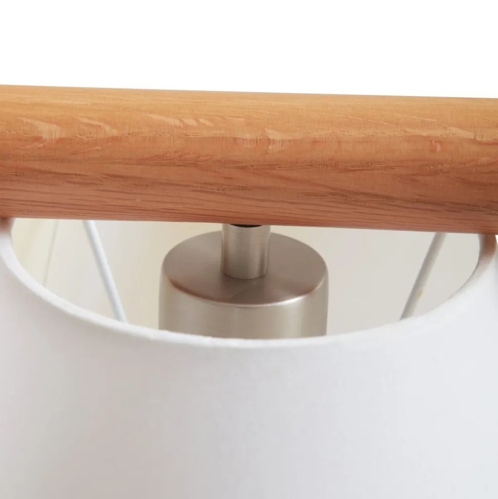 Lucande hanglamp Jinda, wit, hout, stof, 120 cm, E27