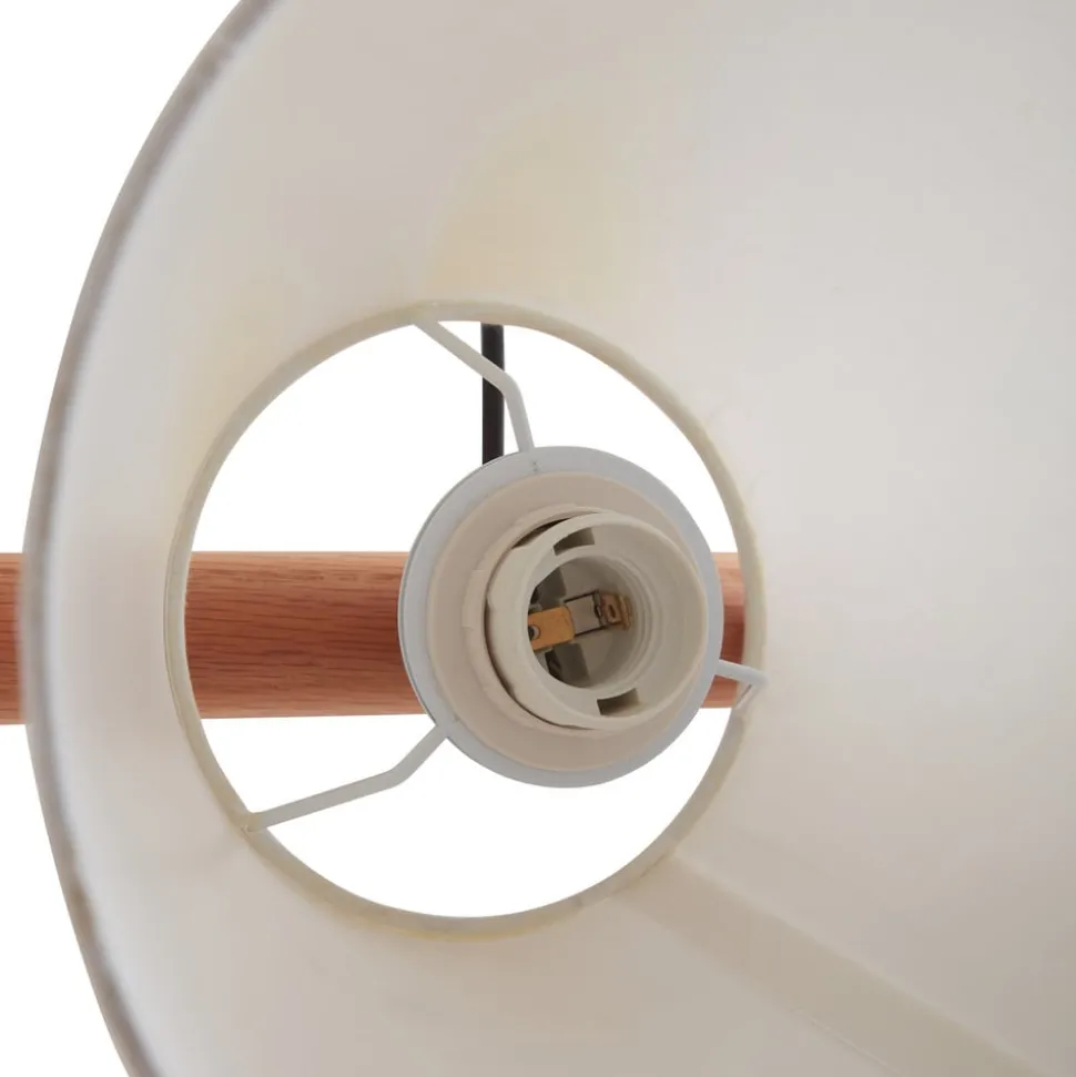 Lucande hanglamp Jinda, wit, hout, stof, 120 cm, E27