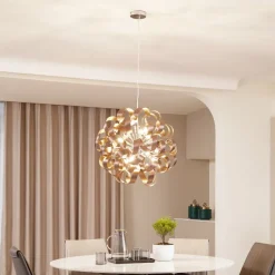 Lucande hanglamp Kaelor, Ø 60 cm, koperkleurig, aluminium