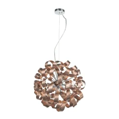 Lucande hanglamp Kaelor, Ø 60 cm, koperkleurig, aluminium