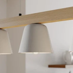 Lucande hanglamp Kalinda, grijs, beton, 110,5 cm lang, E14